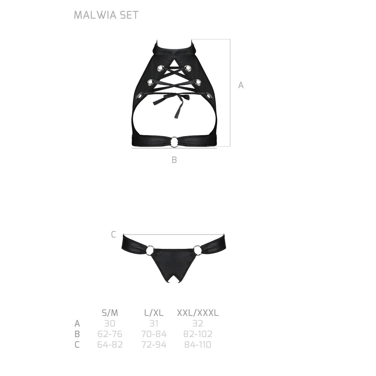 PE Malwia 2pcs set with open bra black