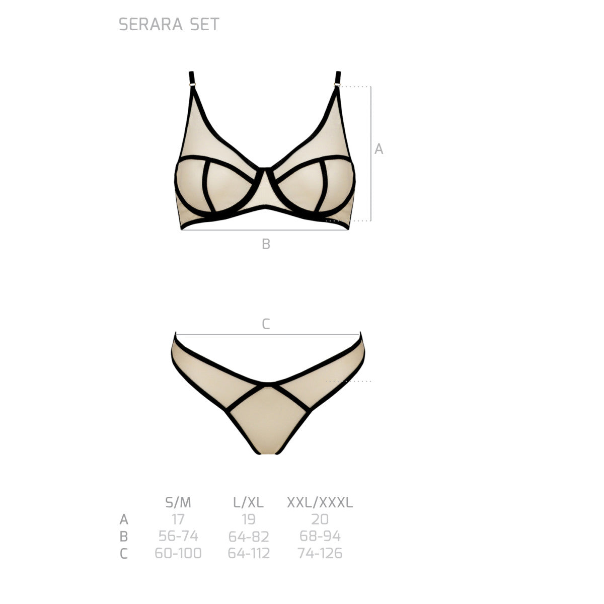 Serara bh-set met beugels – beige