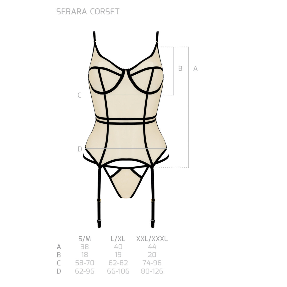 PE Serara corset & thong beige