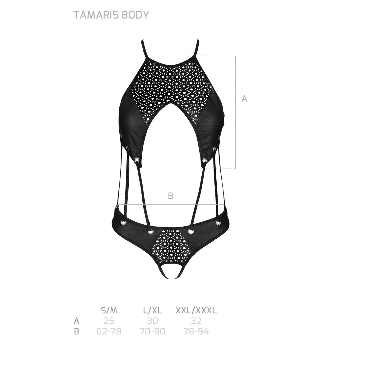 Tasmina body met open kruis – zwart