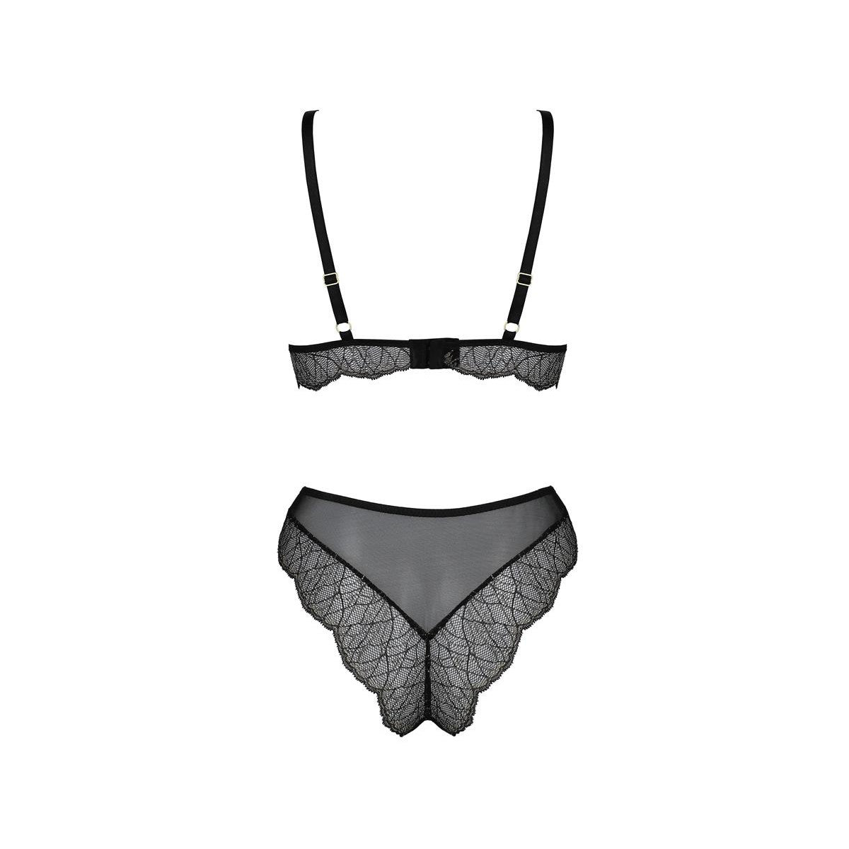 Passion Size Plus Amberly 2-delige kanten BH-set met slip – zwart