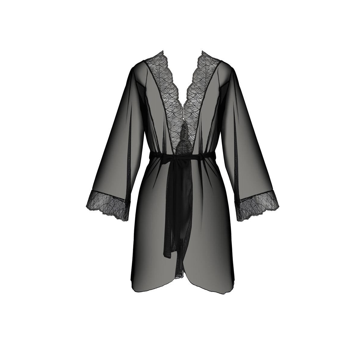 Amberly plus size ochtendjas – zwart – afbeelding 3