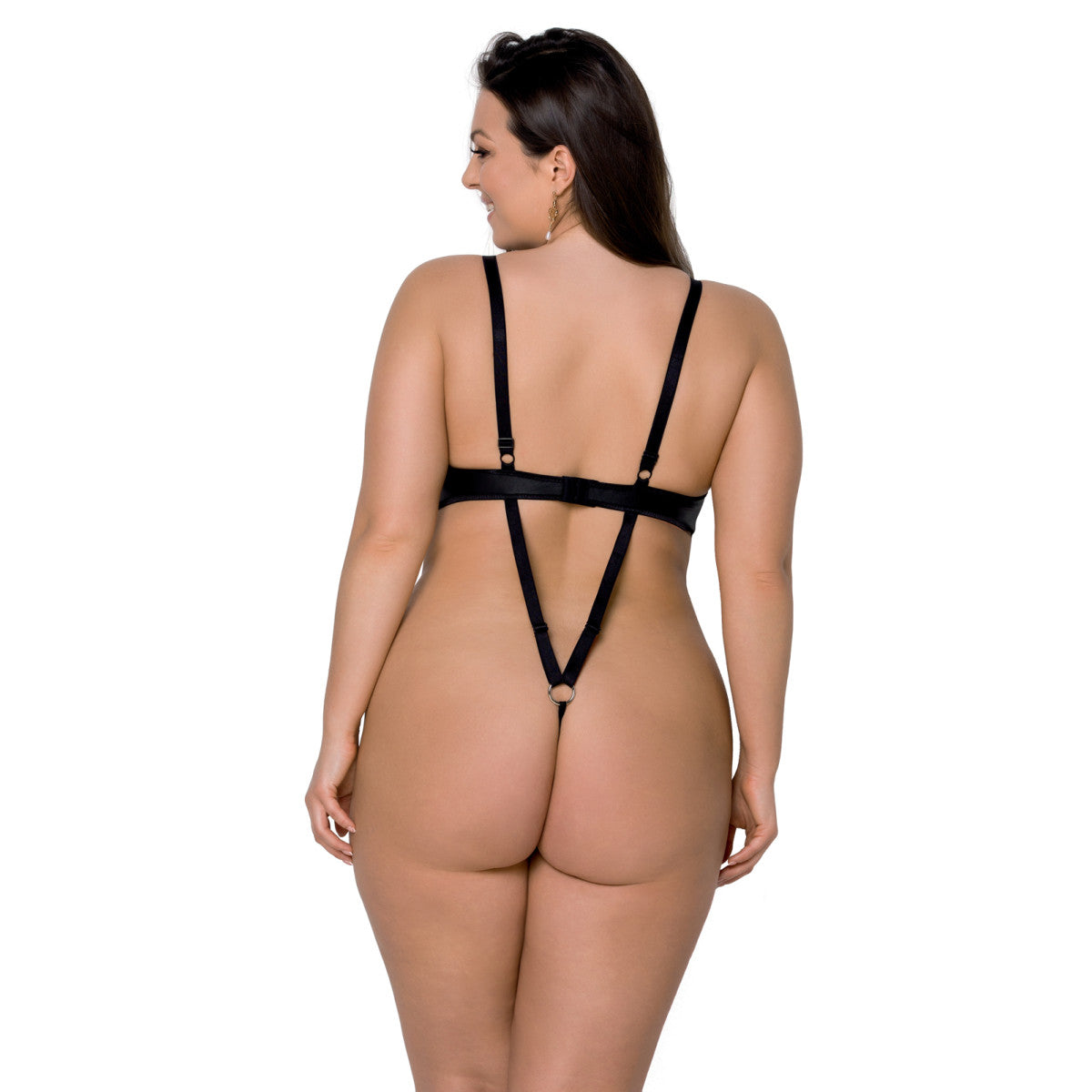 Celin plus size lingerie met open kruis – zwart