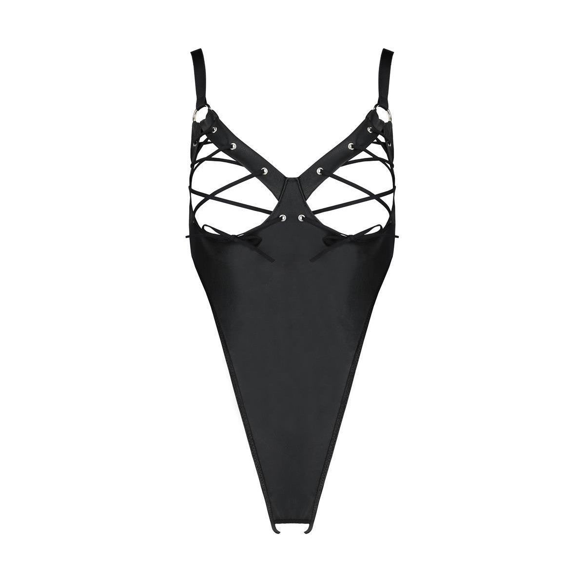 Celin plus size lingerie met open kruis – zwart