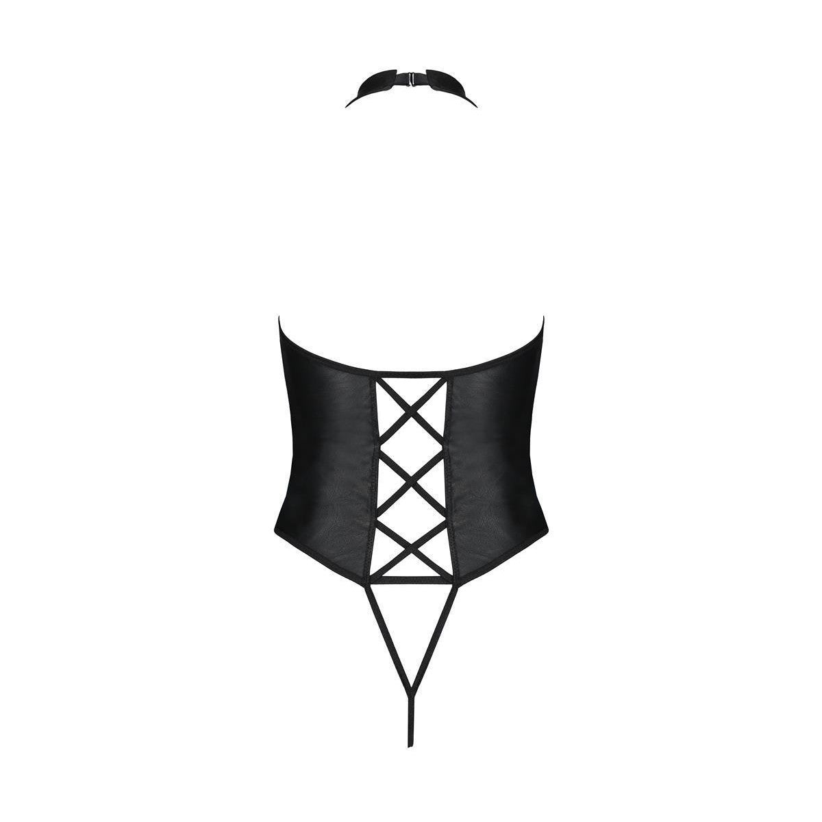 Nancy plus size lingerie met open kruis – zwart