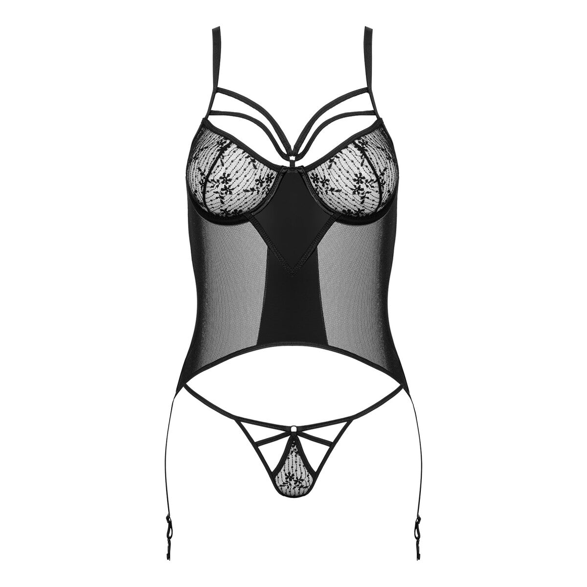Astrima korset wetlook – zwart