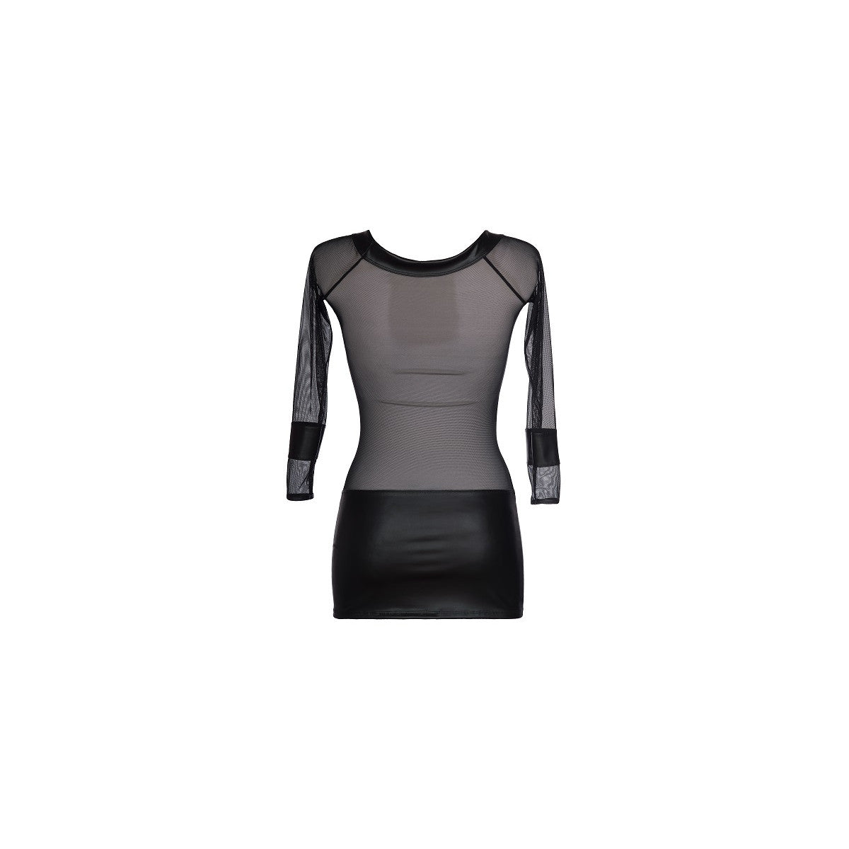 V-8419 clubwear jurk wetlook – zwart