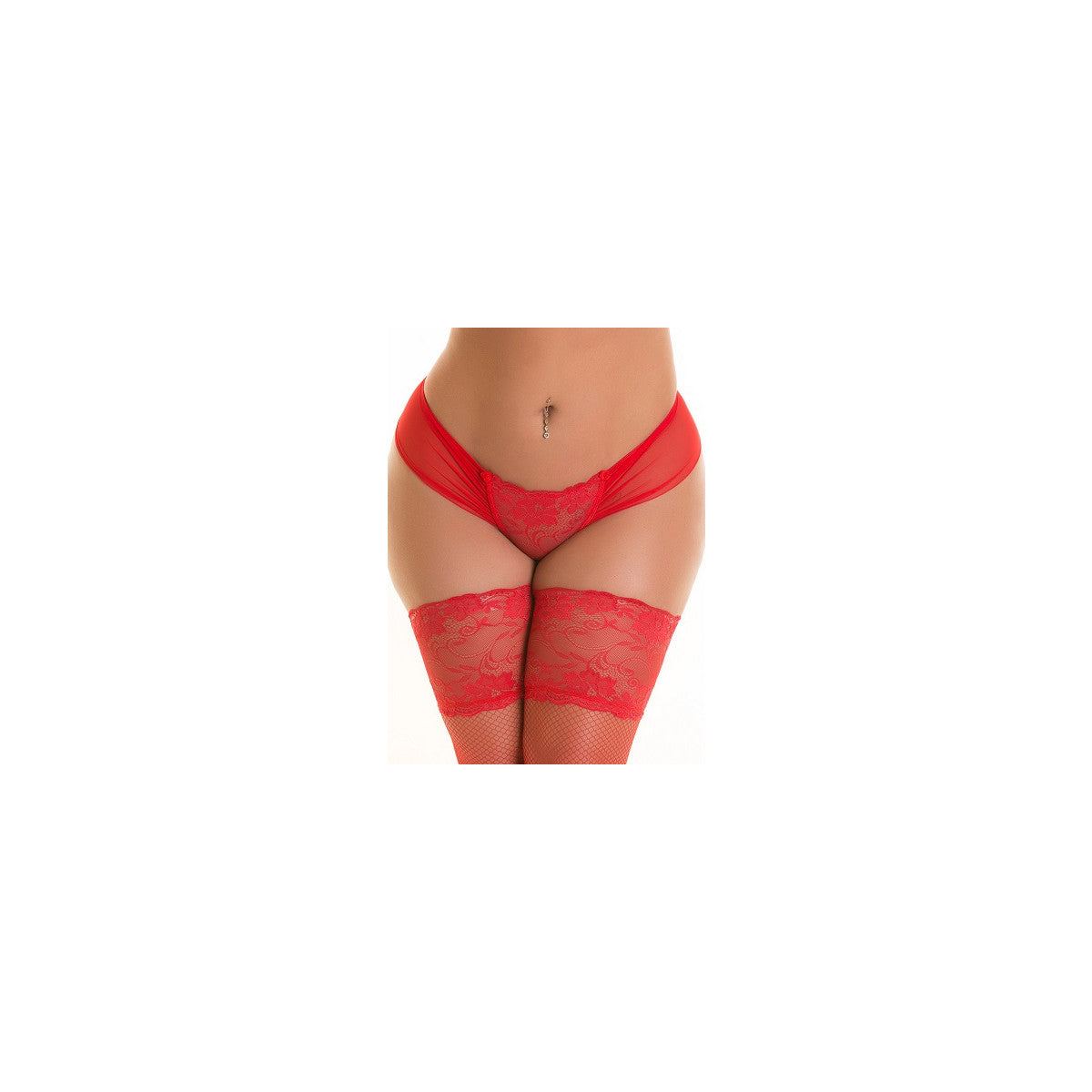 V-8768PS string met open kruis – rood – rood van Axami Size Plus