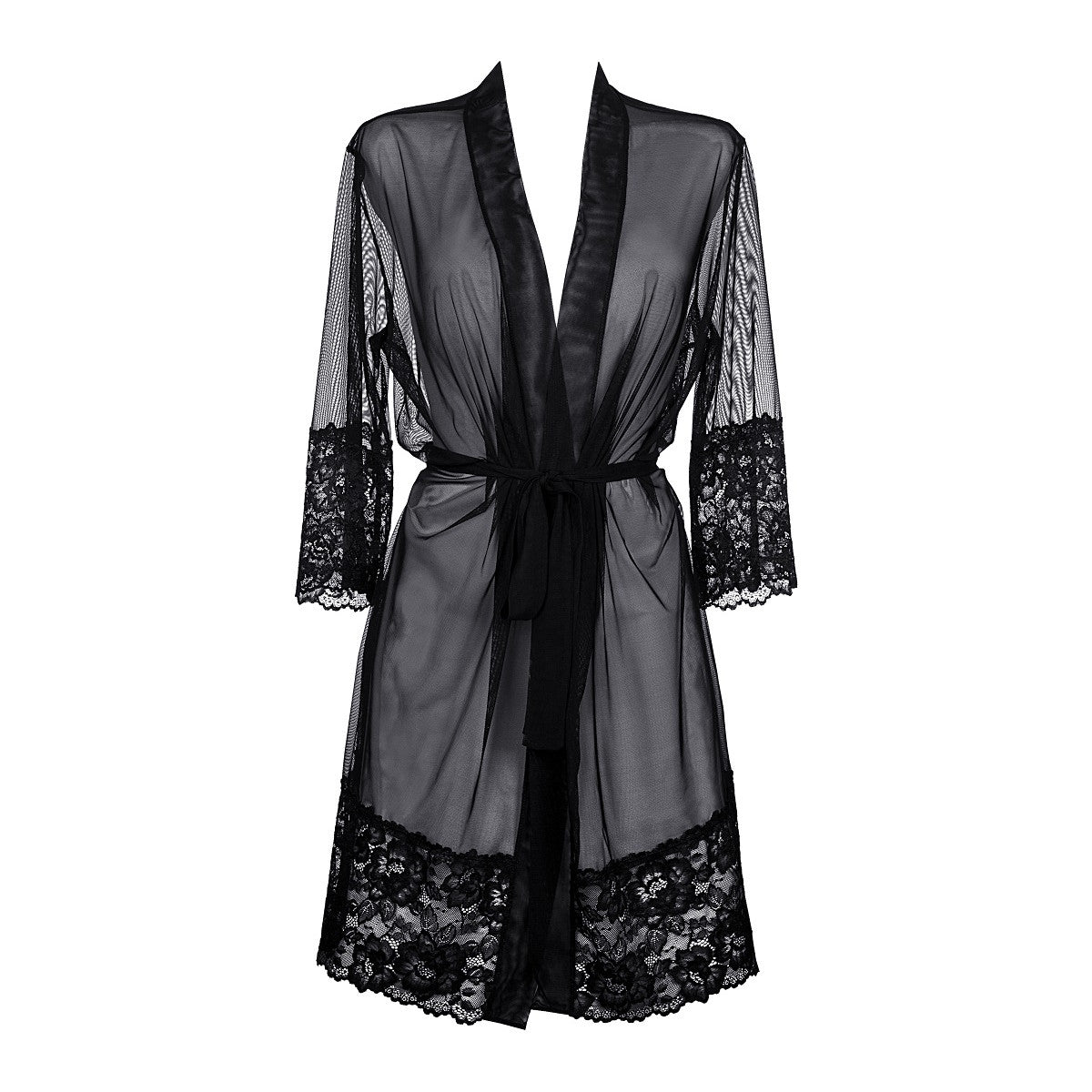 V-8840 kanten kimono – zwart – detail 2