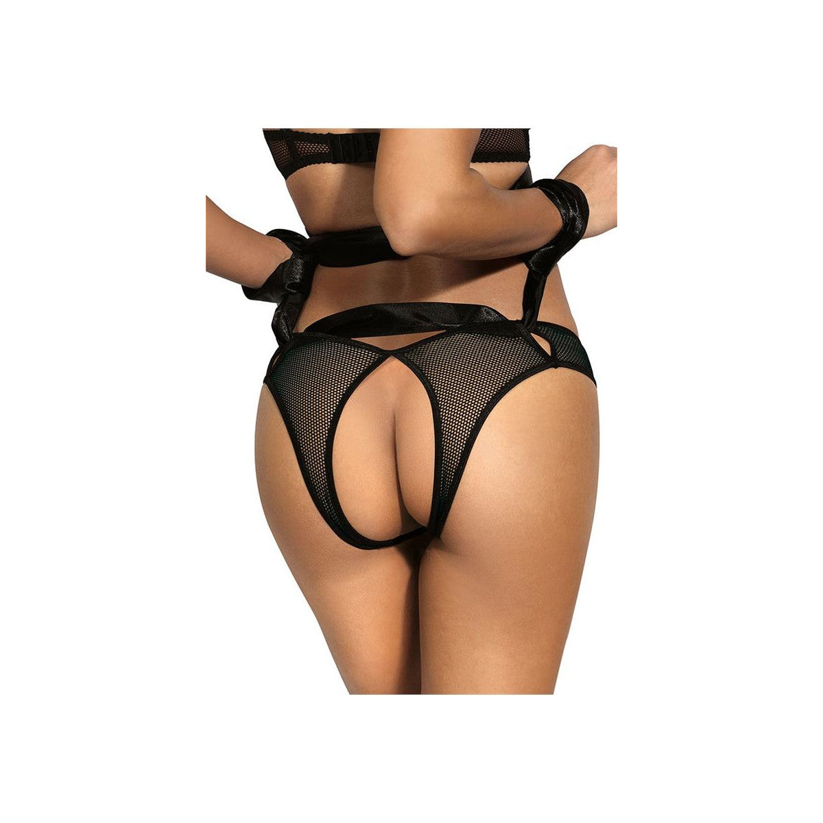V-8895 string met open kruis – zwart