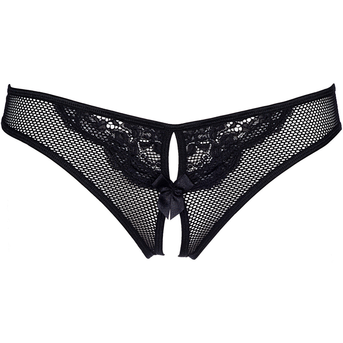 V-8895 string met open kruis – zwart