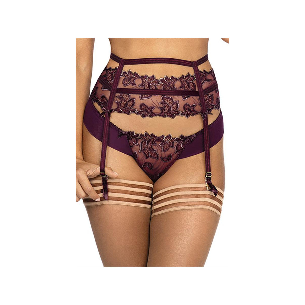 V-9472 garter belt purple