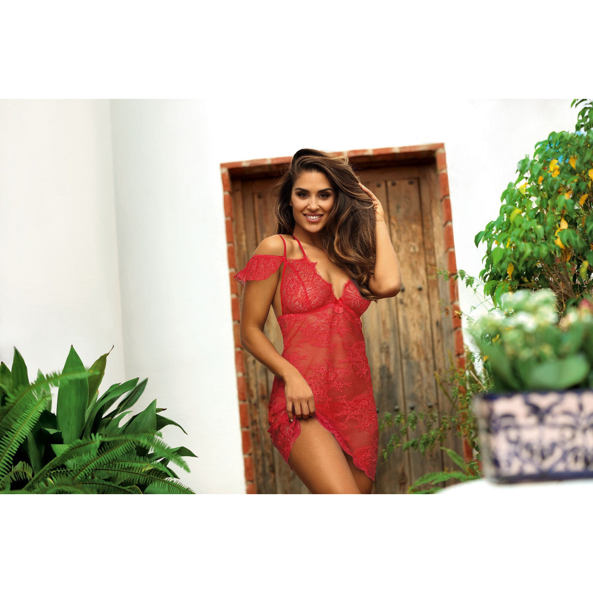 V-9589 babydoll & string red