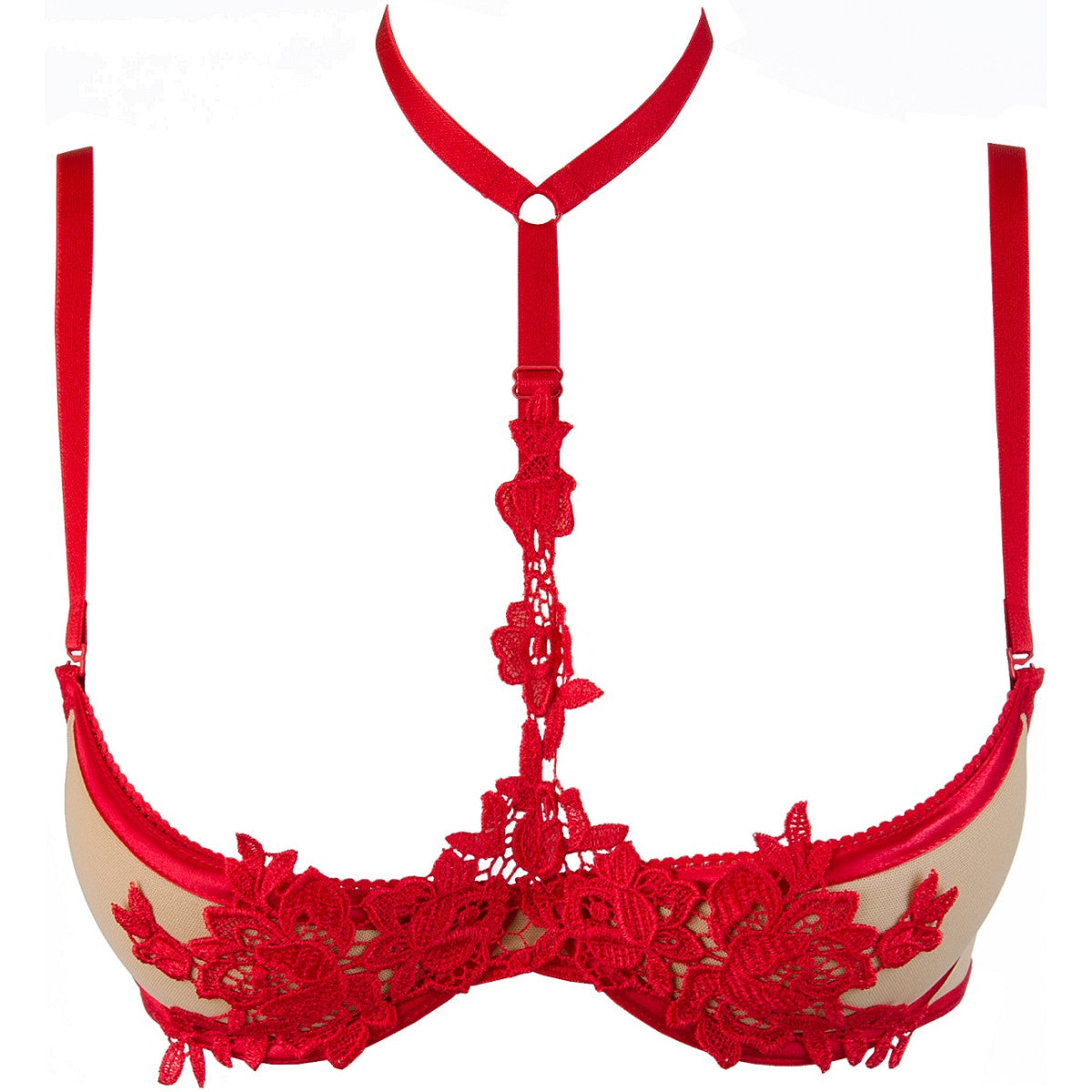 V-9651 bra red with open cups