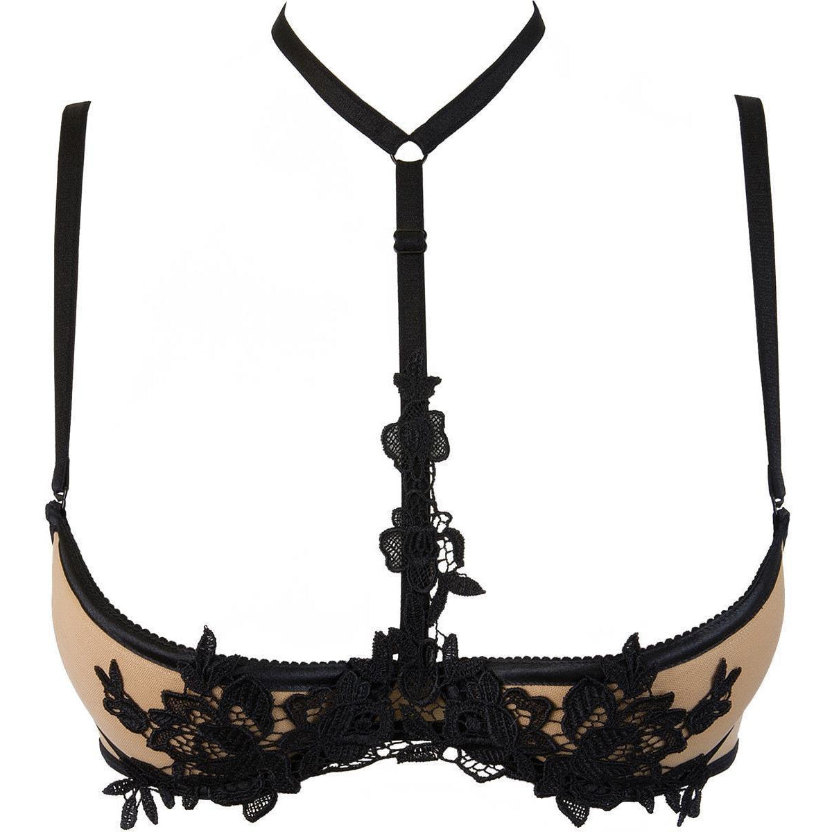V-9661 bra black with open cups