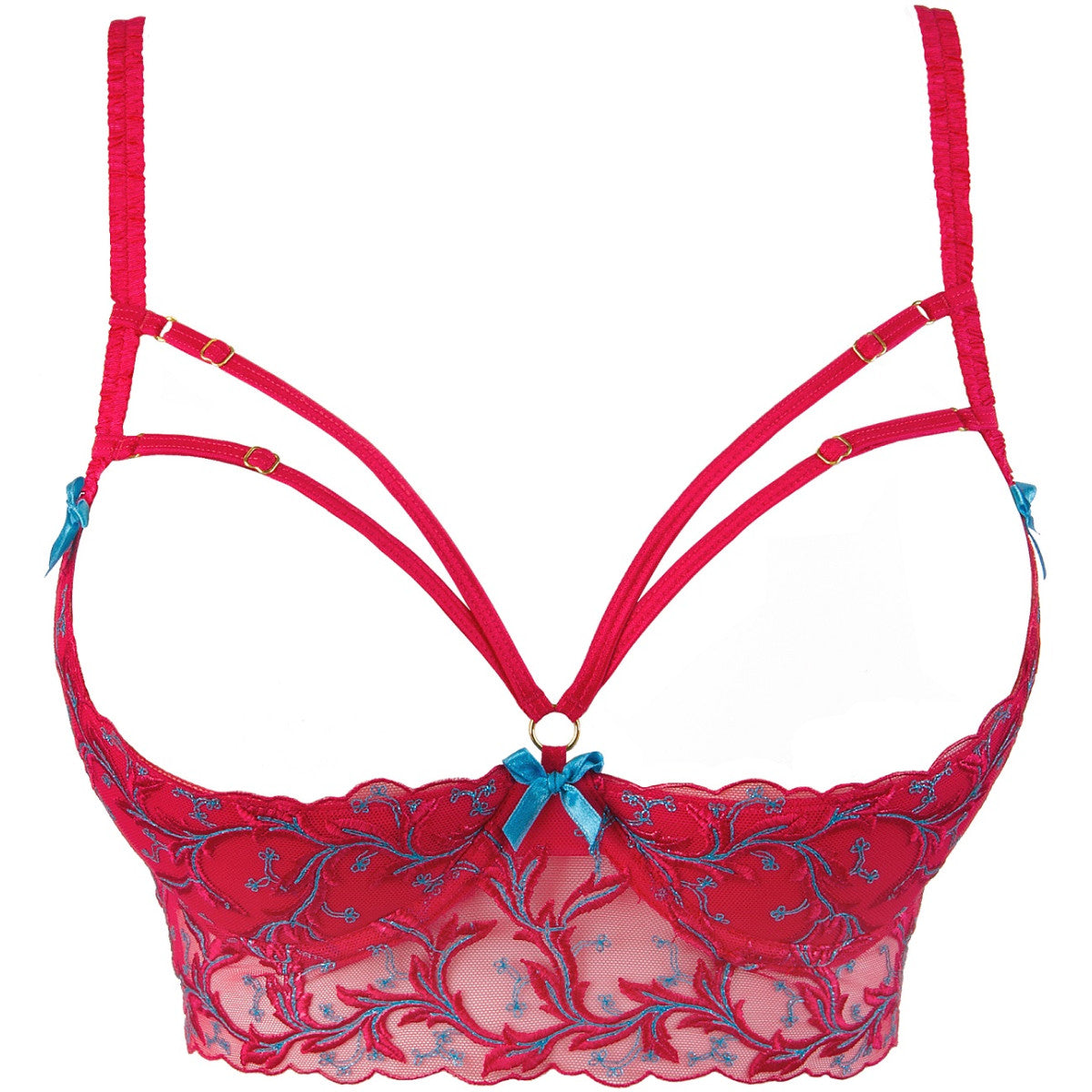 V-9671 bustier red with open cups